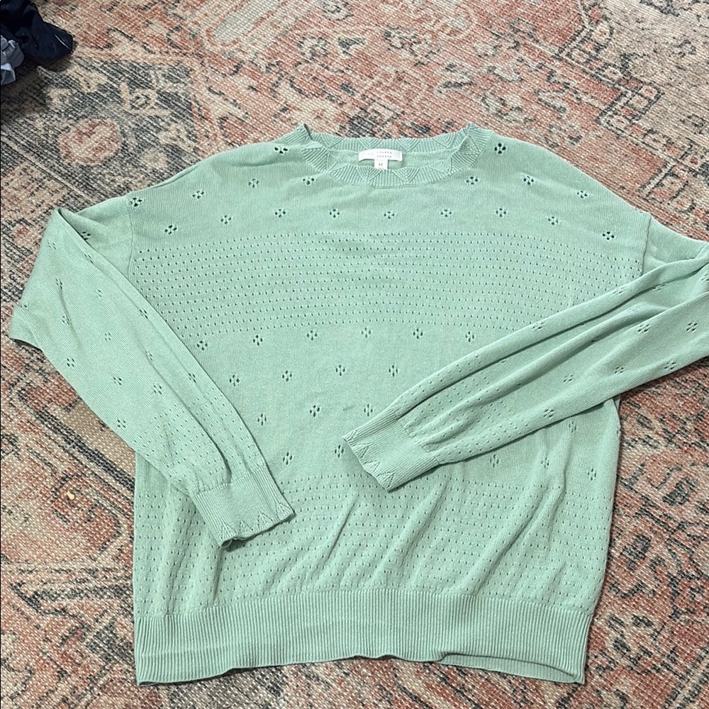 LC Lauren Conrad Green Crew Neck Sweater